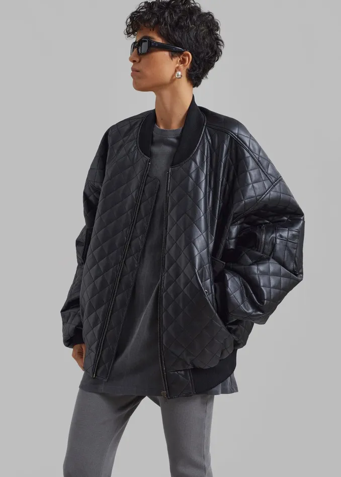 Women Rosalia Quilted Jacket 8211 Black The Frankie Shop Outerwear