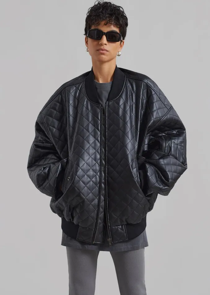 Women Rosalia Quilted Jacket 8211 Black The Frankie Shop Outerwear