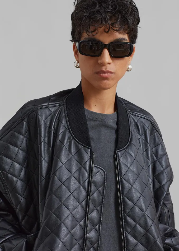 Women Rosalia Quilted Jacket 8211 Black The Frankie Shop Outerwear