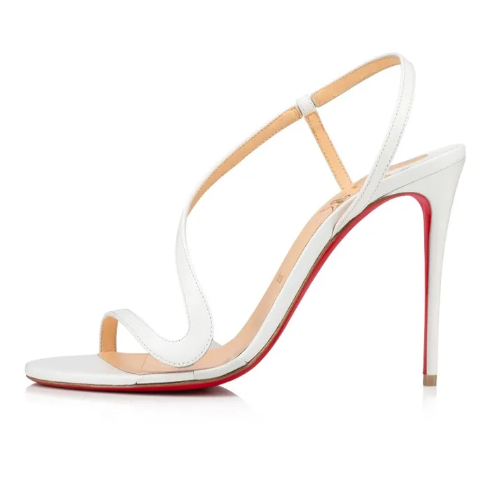 Women Rosalie 100 Mm Sandals 8211 Leather And PVC 8211 Bianco Christian Louboutin Sandals and Slides