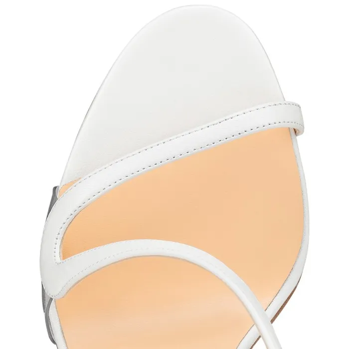 Women Rosalie 100 Mm Sandals 8211 Leather And PVC 8211 Bianco Christian Louboutin Sandals and Slides