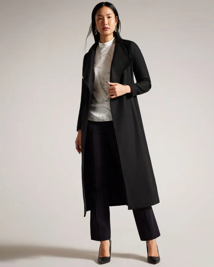Women ROSELL 8211 Longline Wool Wrap Coat Black Ted Baker Coats and Jackets Women ROSELL 8211 Longline Wool Wrap Coat Black Ted Baker Coats and Jackets