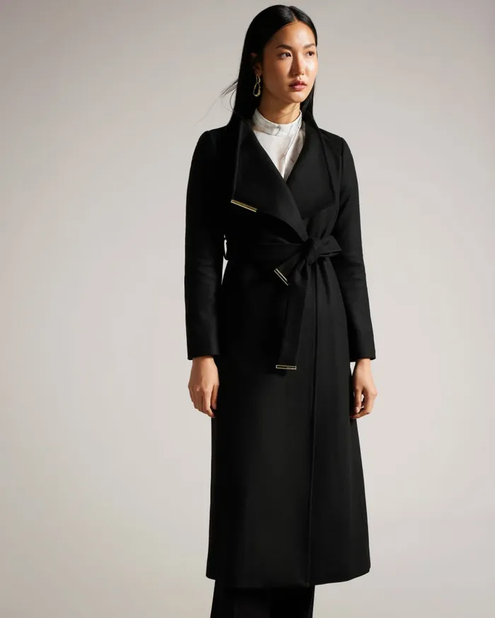 Women ROSELL 8211 Longline Wool Wrap Coat Black Ted Baker Coats and Jackets Women ROSELL 8211 Longline Wool Wrap Coat Black Ted Baker Coats and Jackets