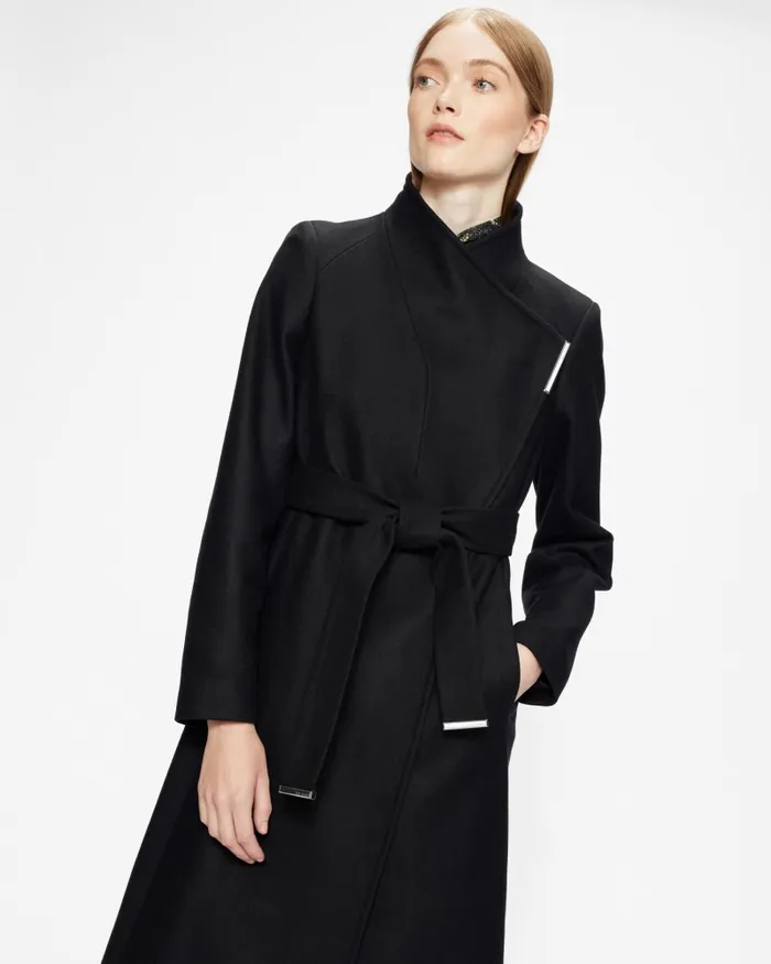Women ROSELL 8211 Longline Wool Wrap Coat Black Ted Baker Coats and Jackets Women ROSELL 8211 Longline Wool Wrap Coat Black Ted Baker Coats and Jackets