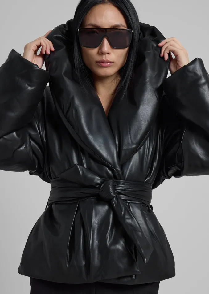 Women Rotate Belted Puffer Jacket 8211 Black The Frankie Shop Outerwear