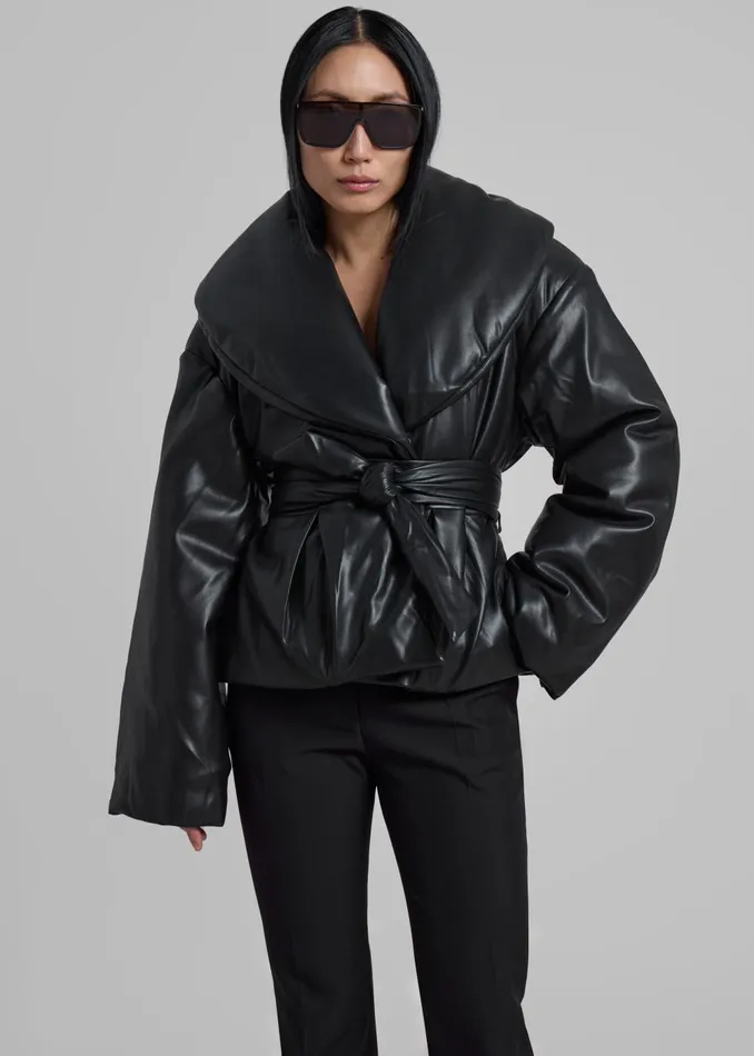 Women Rotate Belted Puffer Jacket 8211 Black The Frankie Shop Outerwear