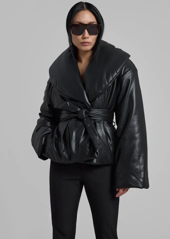 Women Rotate Belted Puffer Jacket 8211 Black The Frankie Shop Outerwear