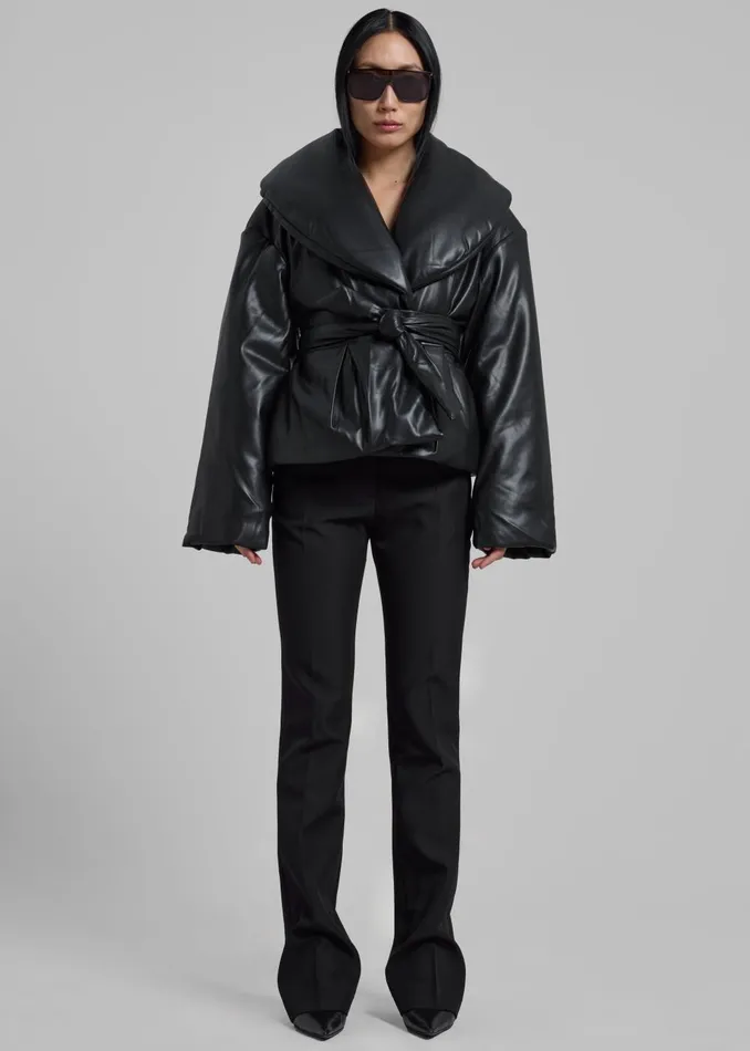 Women Rotate Belted Puffer Jacket 8211 Black The Frankie Shop Outerwear