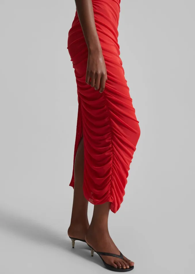 Women Rotate Mesh Midi Dress 8211 High Risk Red The Frankie Shop Dresses
