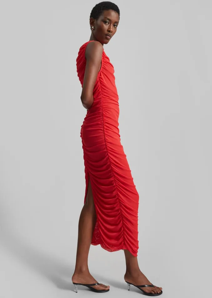 Women Rotate Mesh Midi Dress 8211 High Risk Red The Frankie Shop Dresses