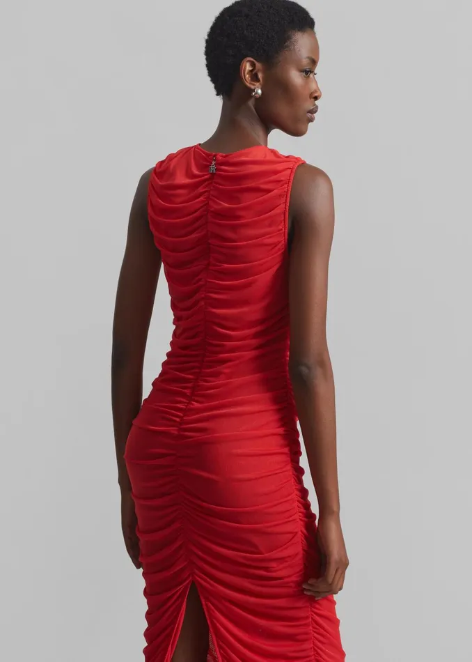 Women Rotate Mesh Midi Dress 8211 High Risk Red The Frankie Shop Dresses