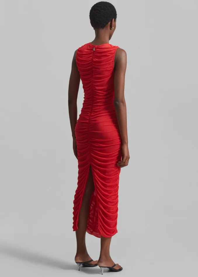 Women Rotate Mesh Midi Dress 8211 High Risk Red The Frankie Shop Dresses