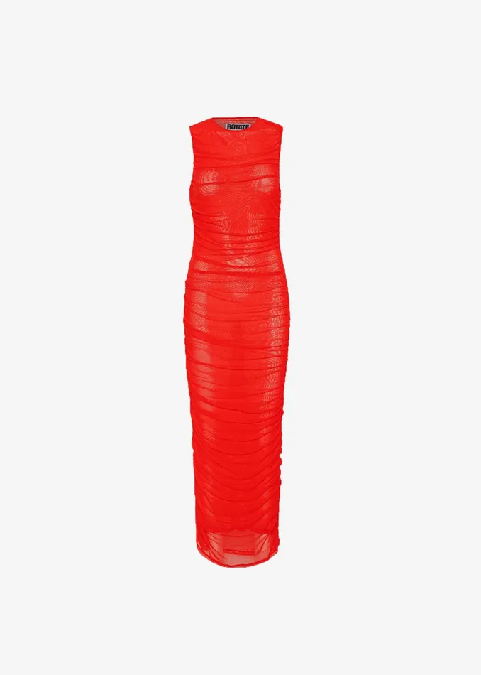 Women Rotate Mesh Midi Dress 8211 High Risk Red The Frankie Shop Dresses