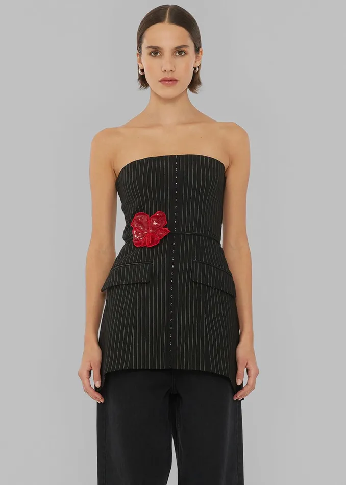 Women Rotate Stretchy Strapless Top 8211 Black Pinstripe The Frankie Shop Tops
