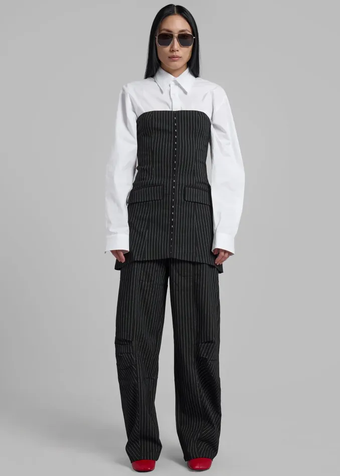 Women Rotate Stretchy Strapless Top 8211 Black Pinstripe The Frankie Shop Tops
