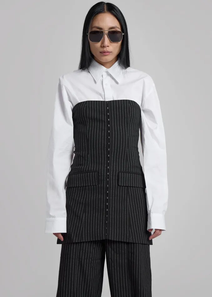 Women Rotate Stretchy Strapless Top 8211 Black Pinstripe The Frankie Shop Tops