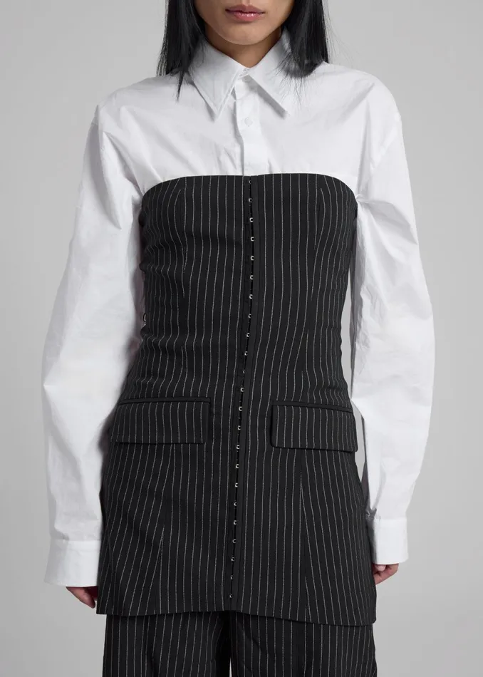 Women Rotate Stretchy Strapless Top 8211 Black Pinstripe The Frankie Shop Tops