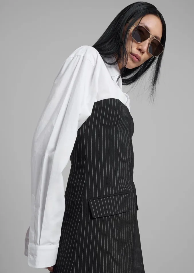 Women Rotate Stretchy Strapless Top 8211 Black Pinstripe The Frankie Shop Tops