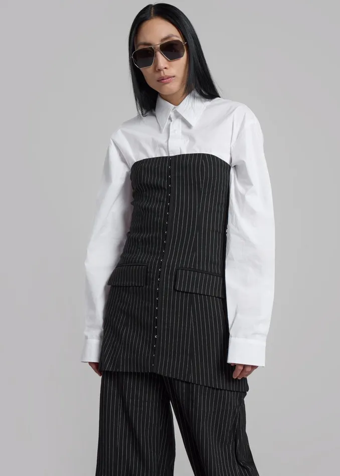 Women Rotate Stretchy Strapless Top 8211 Black Pinstripe The Frankie Shop Tops
