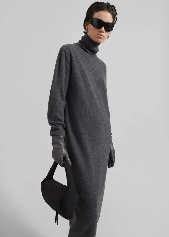 Women Ruelle Turtleneck Knit Dress 8211 Grey The Frankie Shop Dresses