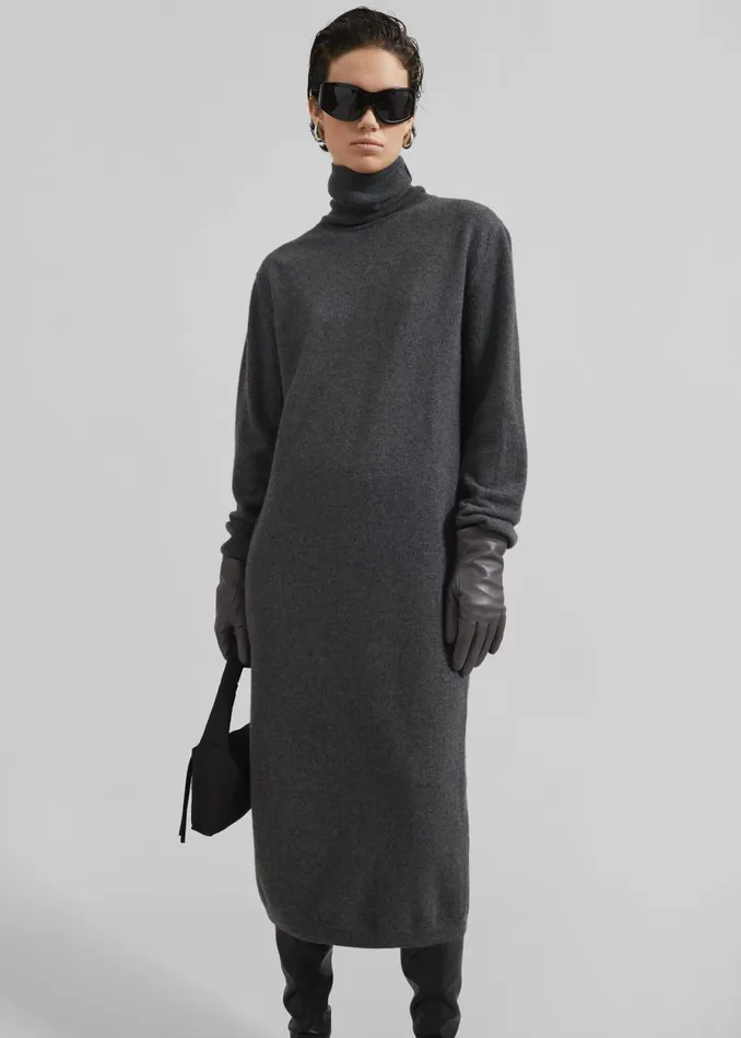 Women Ruelle Turtleneck Knit Dress 8211 Grey The Frankie Shop Dresses
