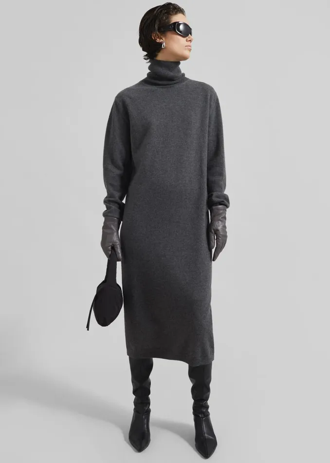 Women Ruelle Turtleneck Knit Dress 8211 Grey The Frankie Shop Dresses