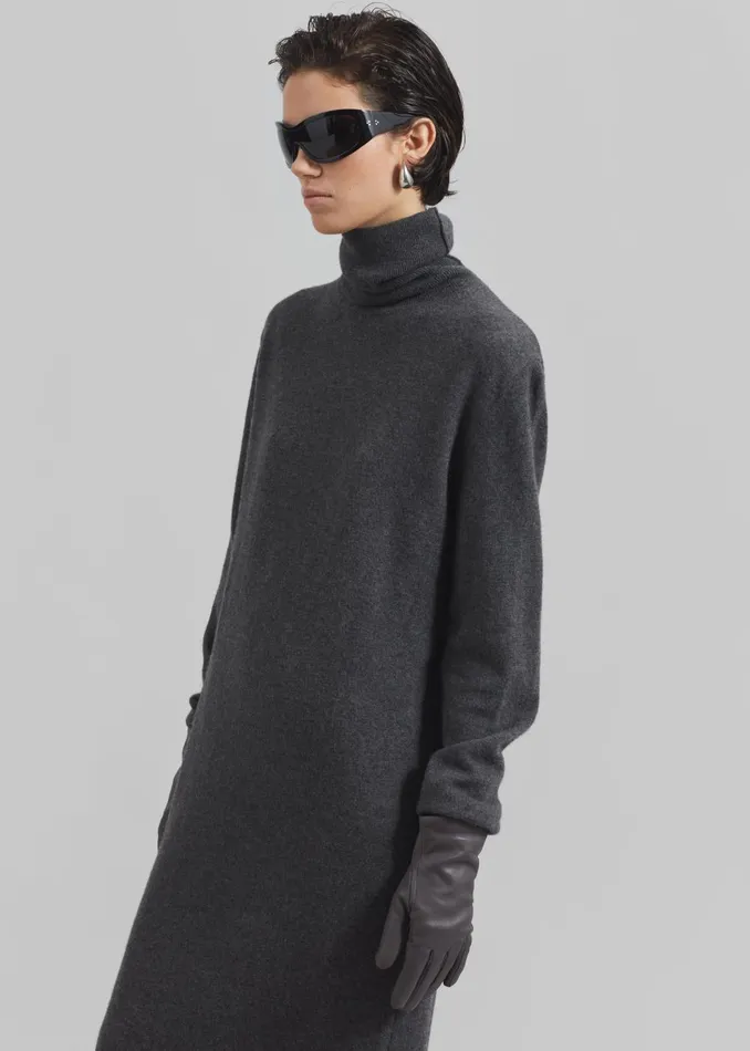 Women Ruelle Turtleneck Knit Dress 8211 Grey The Frankie Shop Dresses