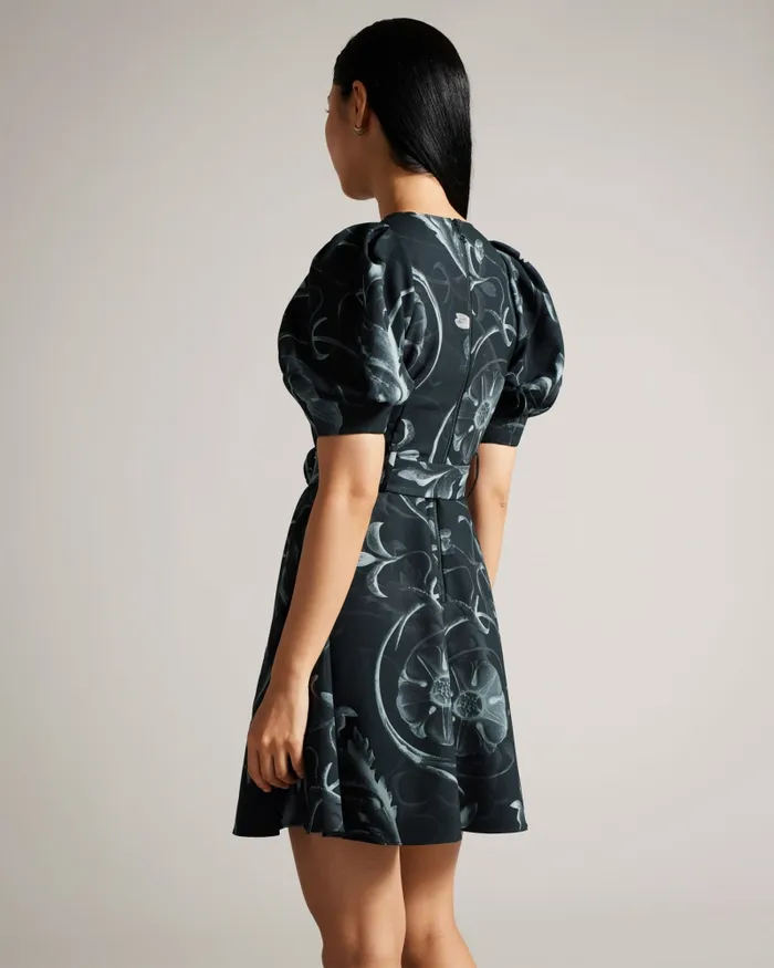 Women SAARAIH 8211 Puff Sleeve Mini Dress With Belt Black Ted Baker Dresses Women SAARAIH 8211 Puff Sleeve Mini Dress With Belt Black Ted Baker Dresses
