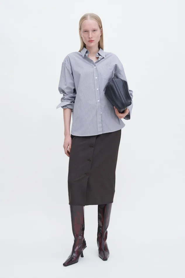 Women Sammy Stripe Shirt Ink Bluewhite Filippa K Shirts and Blouses