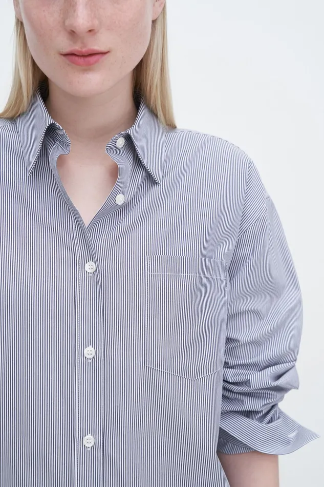 Women Sammy Stripe Shirt Ink Bluewhite Filippa K Shirts and Blouses