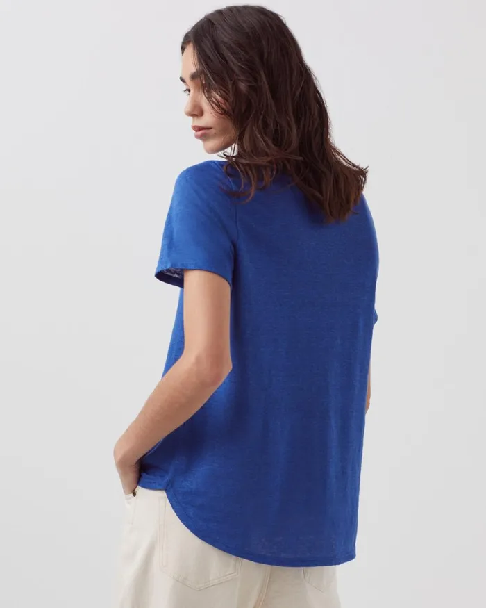 Women Sarah 8211 Linen VNeck TShirt Sodalite Blue Comptoir Des Cotonniers TShirts Women Sarah 8211 Linen VNeck TShirt Sodalite Blue Comptoir Des Cotonniers TShirts