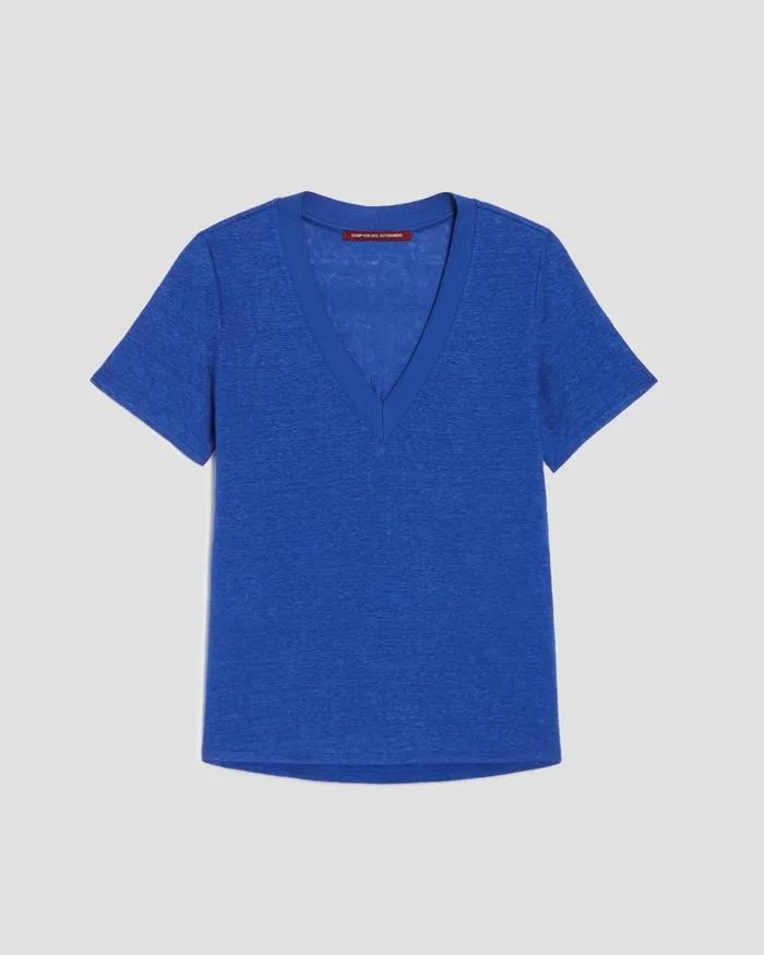 Women Sarah 8211 Linen VNeck TShirt Sodalite Blue Comptoir Des Cotonniers TShirts Women Sarah 8211 Linen VNeck TShirt Sodalite Blue Comptoir Des Cotonniers TShirts