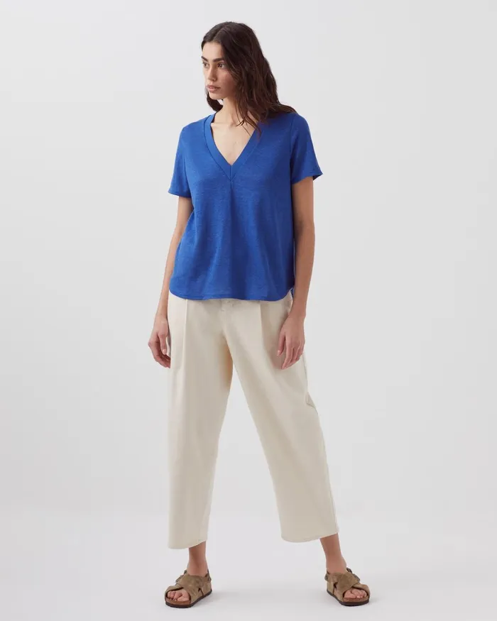 Women Sarah 8211 Linen VNeck TShirt Sodalite Blue Comptoir Des Cotonniers TShirts Women Sarah 8211 Linen VNeck TShirt Sodalite Blue Comptoir Des Cotonniers TShirts