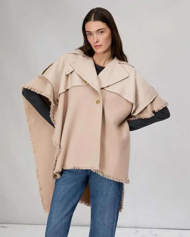 Women Scarves and Ponchos Rag and Bone Wool Trench Poncho Biscuit