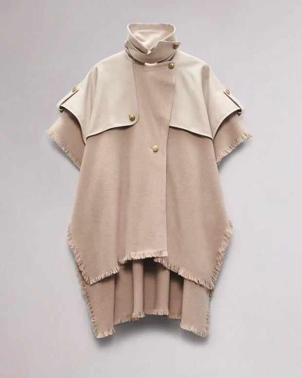 Women Scarves and Ponchos Rag and Bone Wool Trench Poncho Biscuit