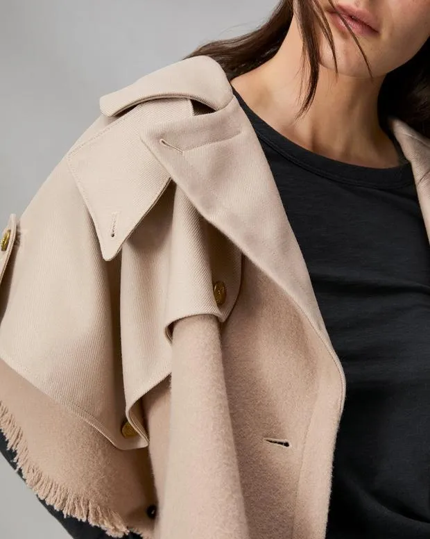 Women Scarves and Ponchos Rag and Bone Wool Trench Poncho Biscuit