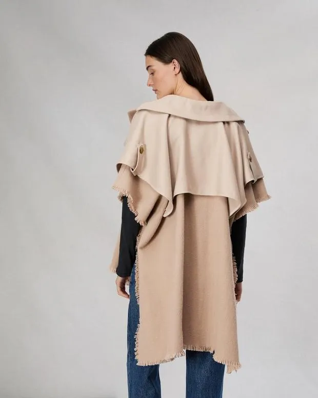 Women Scarves and Ponchos Rag and Bone Wool Trench Poncho Biscuit