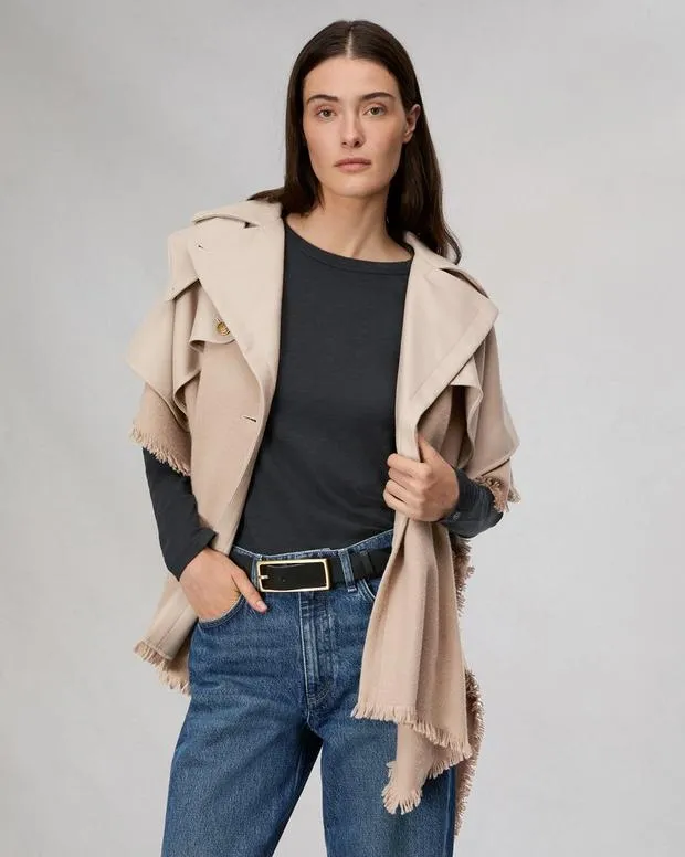 Women Scarves and Ponchos Rag and Bone Wool Trench Poncho Biscuit