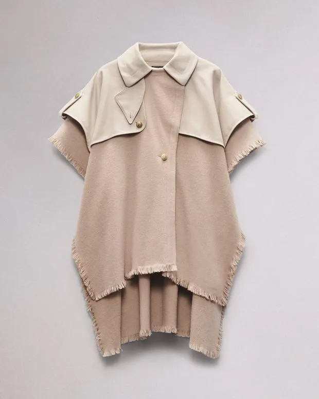 Women Scarves and Ponchos Rag and Bone Wool Trench Poncho Biscuit