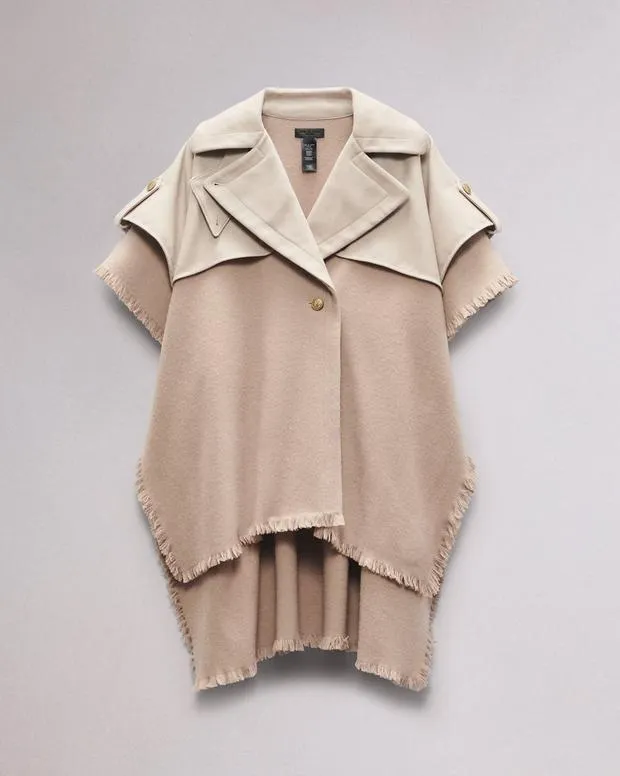 Women Scarves and Ponchos Rag and Bone Wool Trench Poncho Biscuit