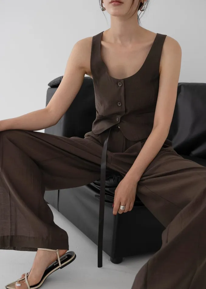 Women Selene Vest 8211 Chocolate The Frankie Shop Outerwear