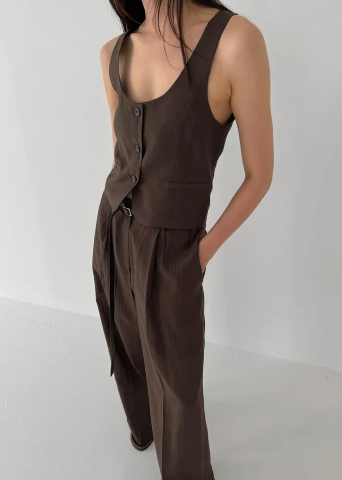 Women Selene Vest 8211 Chocolate The Frankie Shop Outerwear