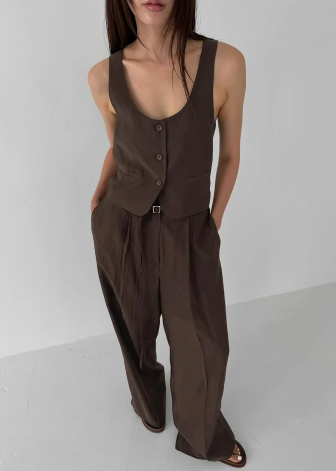 Women Selene Vest 8211 Chocolate The Frankie Shop Outerwear