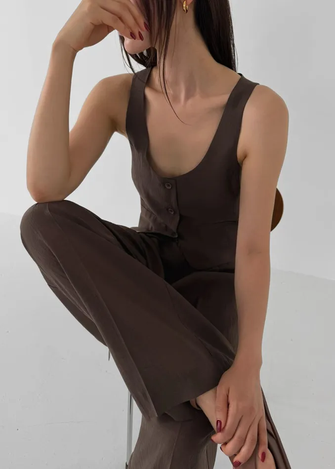 Women Selene Vest 8211 Chocolate The Frankie Shop Outerwear
