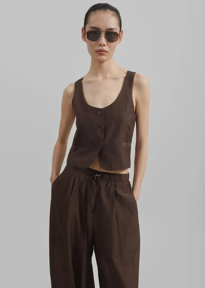 Women Selene Vest 8211 Chocolate The Frankie Shop Outerwear