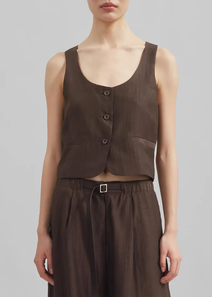 Women Selene Vest 8211 Chocolate The Frankie Shop Outerwear