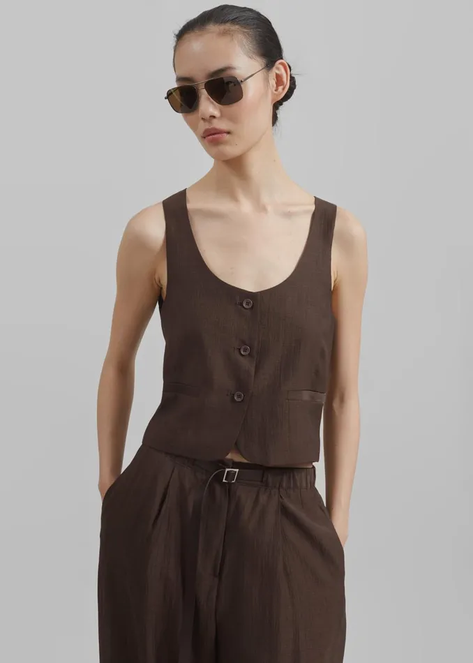 Women Selene Vest 8211 Chocolate The Frankie Shop Outerwear