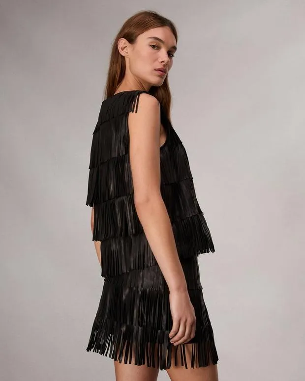 Women Shirts and Tops Rag and Bone Britney Leather Top Black