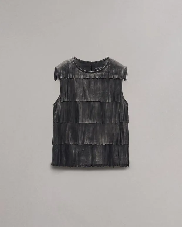 Women Shirts and Tops Rag and Bone Britney Leather Top Black