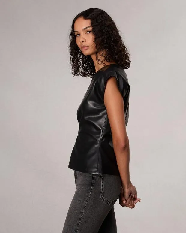 Women Shirts and Tops Rag and Bone Eleanor Faux Leather Top Black